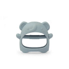 Silicone elephant-shaped teether on a white background