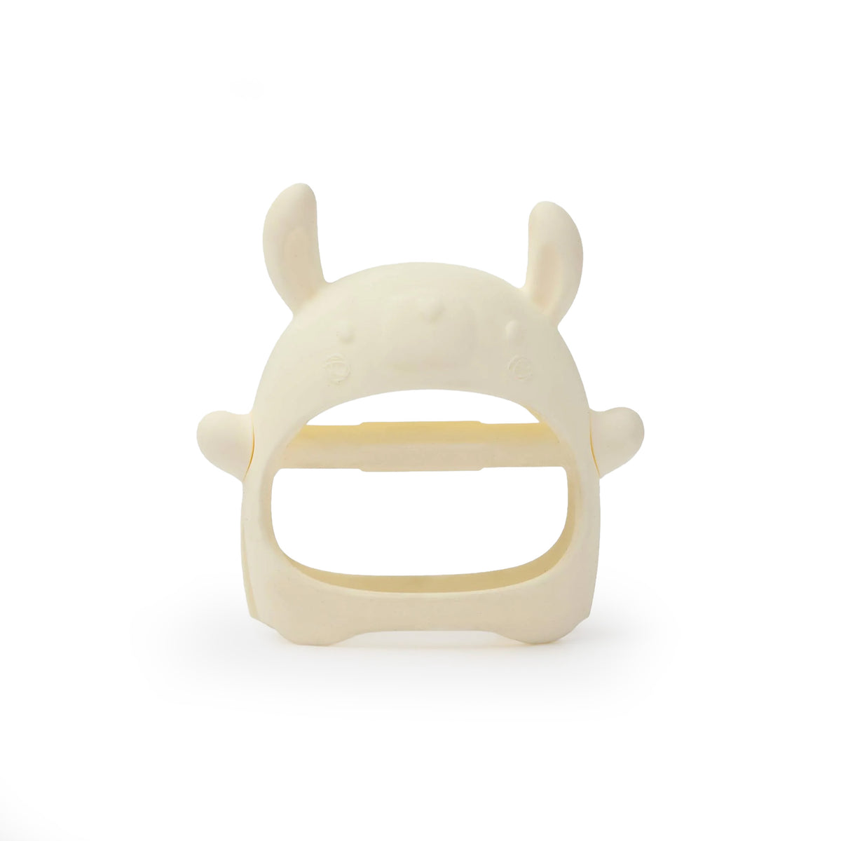 White silicone ring with a llama design on a white background