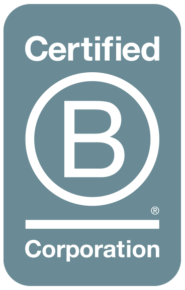 Certified B Corporation logo on a blue background