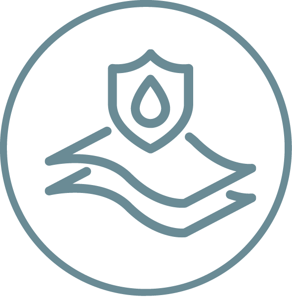Icon of a towel with a droplet and shield