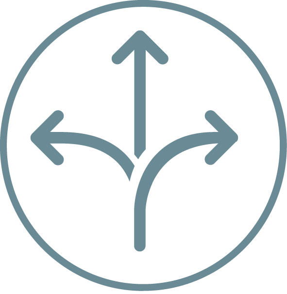 Icon with three arrows pointing in different directions