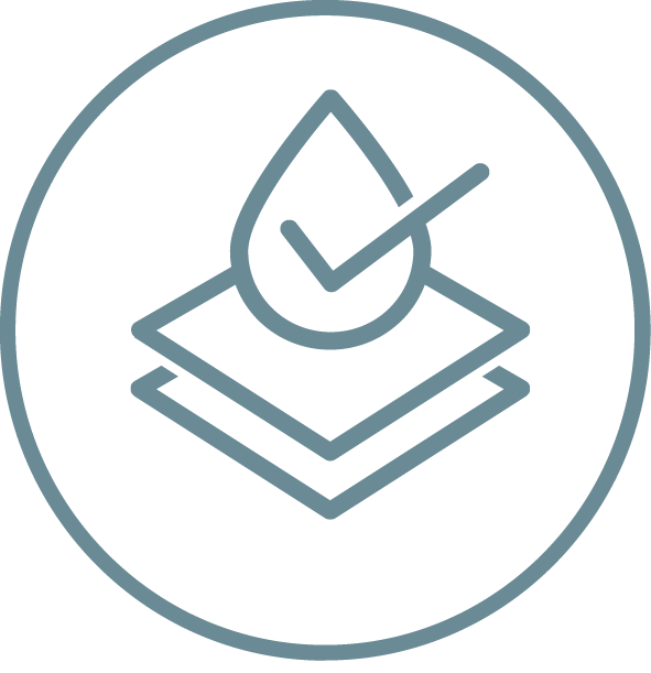 Icon of ultra absorbent material with a check mark 