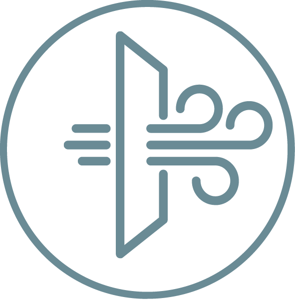 Icon of wind blowing through a piece of cloth
