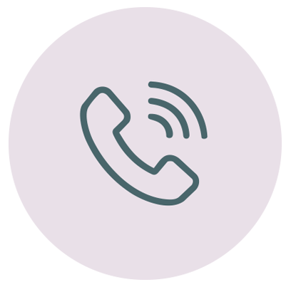 Phone icon on a light purple circle