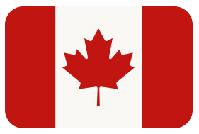 Flag of Canada with a red maple leaf on a white background