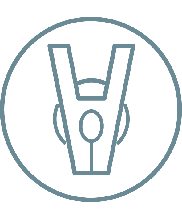 Icon of a wooden clothes pin centered inside a circle