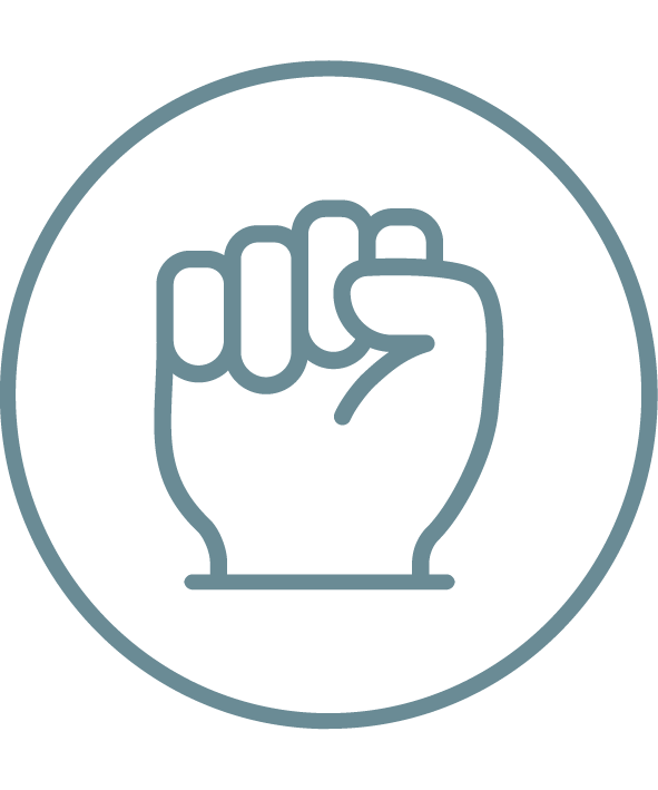 Icon of a raised fist inside a circle